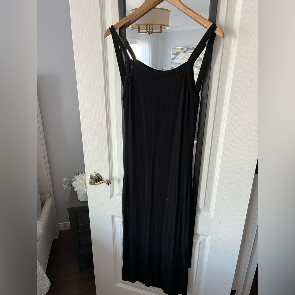 Garage long ribbed black dress